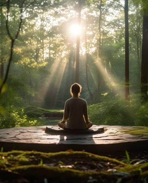 Meditierende Person in der Natur – innere Ruhe und Achtsamkeit